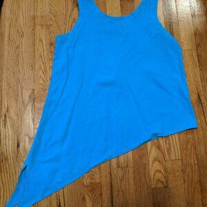 Maria de Guadalajara turquoise Cotton Gauze Blue tank asymmetrical